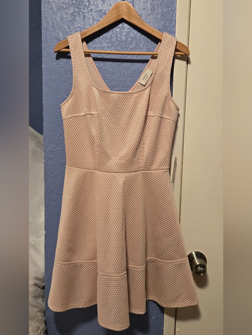 NWT Mystic Los Angeles Blush Textured Fit & Flare Mini Dress Sz M